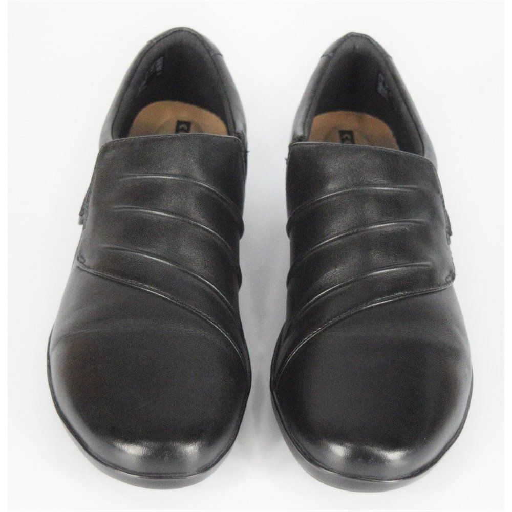 Clarks Everlay Heidi Black Monkstrap Wedge Loafers - Picture 2 of 8